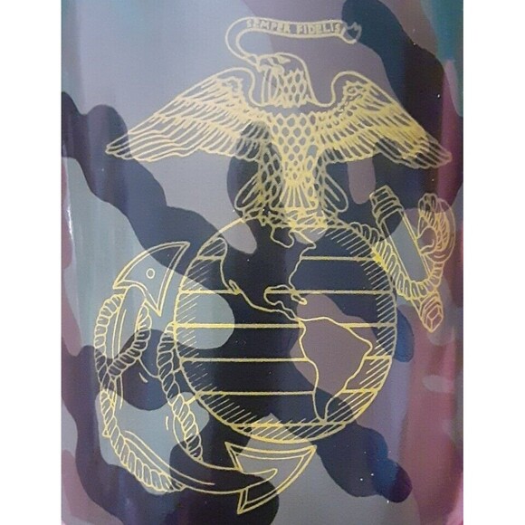 Marines military coffee mug with yellow print Semper Fidelis Green Camo Ceramic - Picture 3 of 5